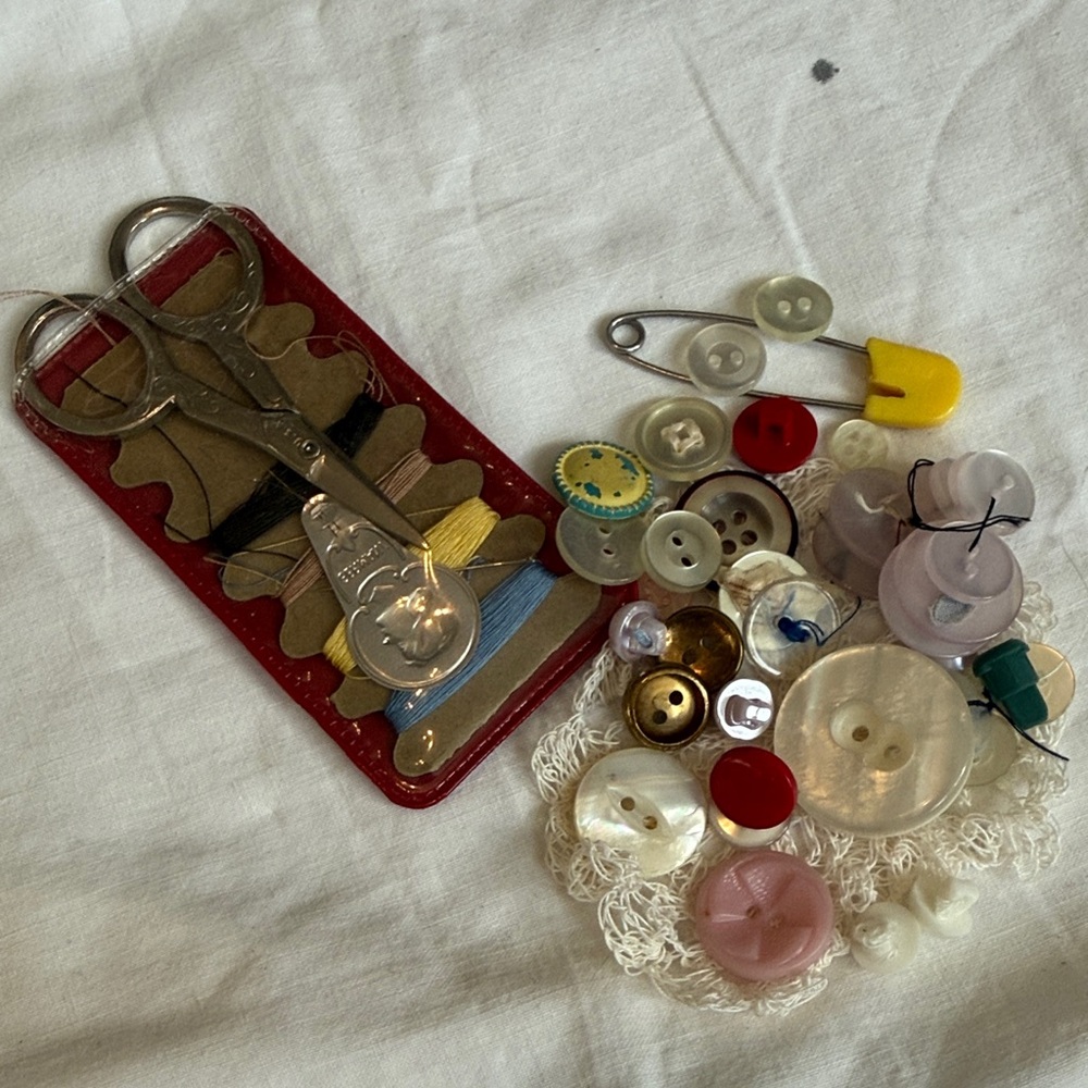 Sewing Kit with Assorted Buttons and Scissors